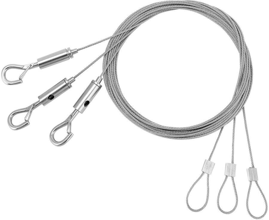 Allecto Titel: plus Verstelbare staalkabel (3 stuks) voor frames spiegels lampen en gordijnen 2 m 1 5 mm Draagt tot 30 kg