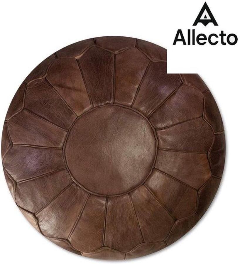 Allecto Voetenbankje Of Poef Premium XL Echt Lederen poef Handgemaakt Gevuld Geleverd Ottomaanse Zitzak Poef (Chocolade)
