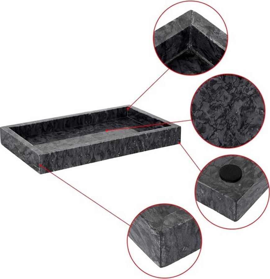 Allecto Zwart marmeren plaat serveerschaal dienblad sierbord snijplank salontafel huisdecoratie woonkamer dessert keuken badkamer opslag voor sleutels kaarsen