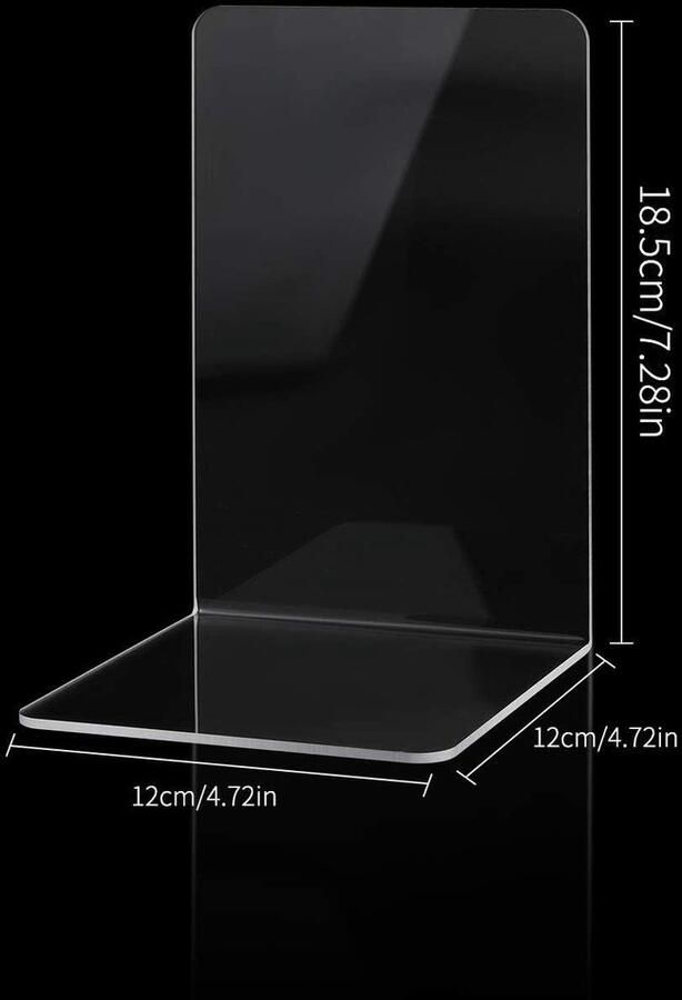 Allecto plus Boekensteunen acryl Antislip desktop organizer Transparante boekhouder Kantoor & school Bibliotheek accessoires Set van 6 pa