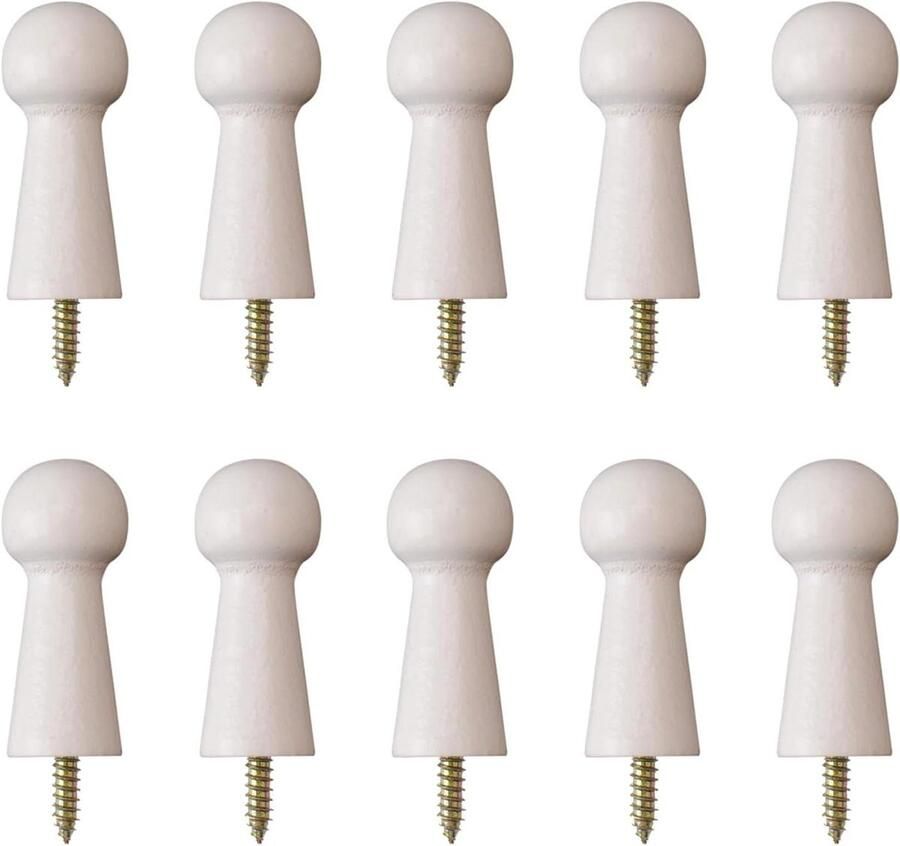 Allecto Premium 10-delige set houten kapstokhaken Natuurlijk hout Decoratieve haak voor kledingkasten deuren en trapranden