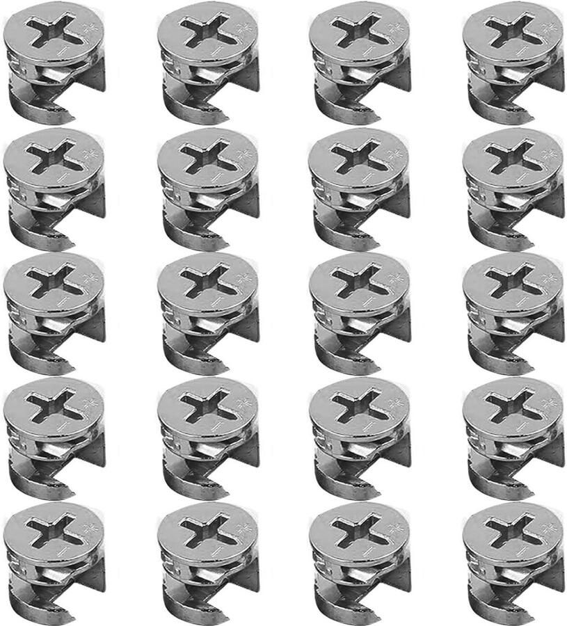 Allecto premium Allecto Plus 20 stuks excentrische meubelverbinders 15 x 12 mm voor kasten en laden roestbestendig duurzame montage
