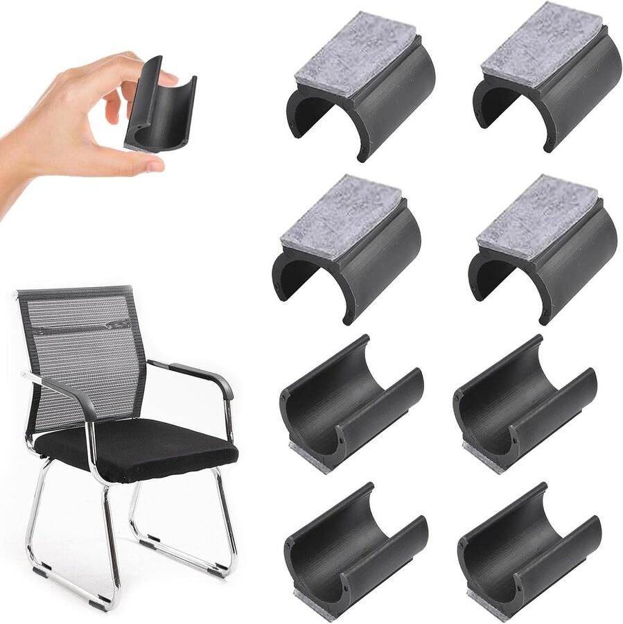 Allecto premium Allecto Plus Stoelglijders met vilt voor Ø 24-25 mm stoelen Meubelglijders voor schommelstoelen Parketstoelglijders voor vloerbescherming Set van 8 stuks