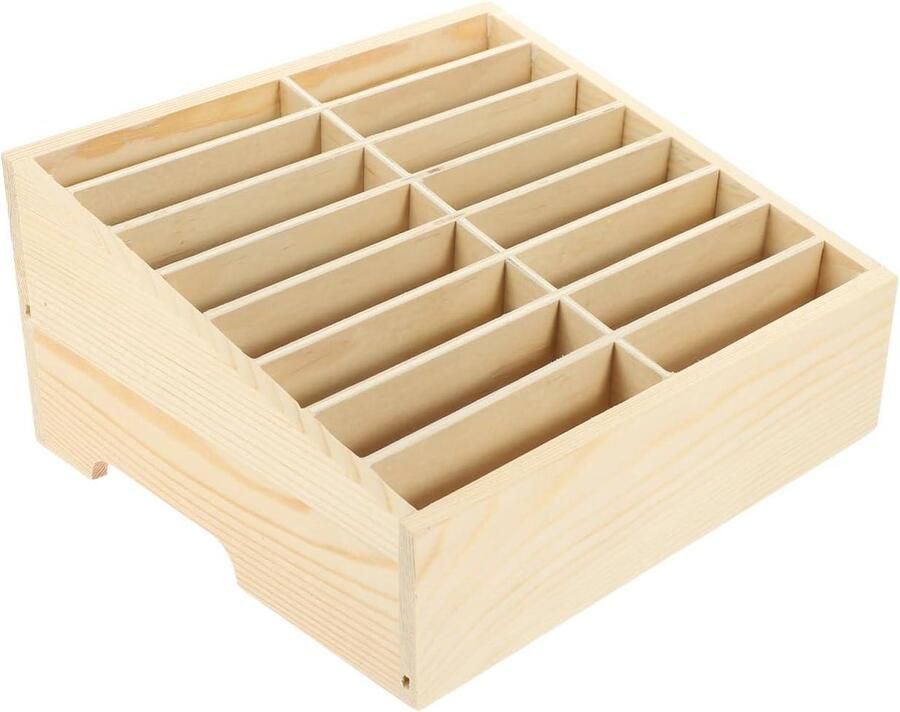 Allecto premium Mobiele telefoon opbergdoos van hout Organisator en displaybox Tastbaar en stijlvol Houtkleurig Ruime kast voor smartphone Handige rekenhouder Praktische opbergbox Decoratief ontwerp