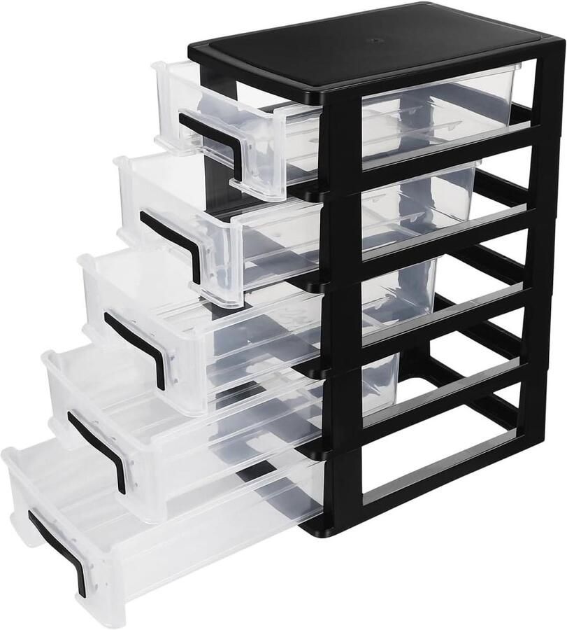 Allecto premium Opbergkast met 5 lagen en laden voor bureau Multifunctioneel en praktisch Kunststof opbergbox