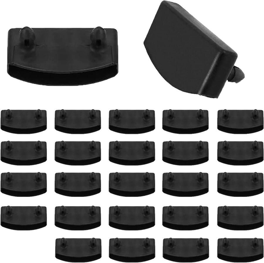 Allecto Premium Pack van 24 Zwarte Lattenbodem Accessoires voor Bed Frame Kunststof Framekapjes voor Vervanging (54 mm x 10 mm) Voor het Bevestigen van Lattenbodem