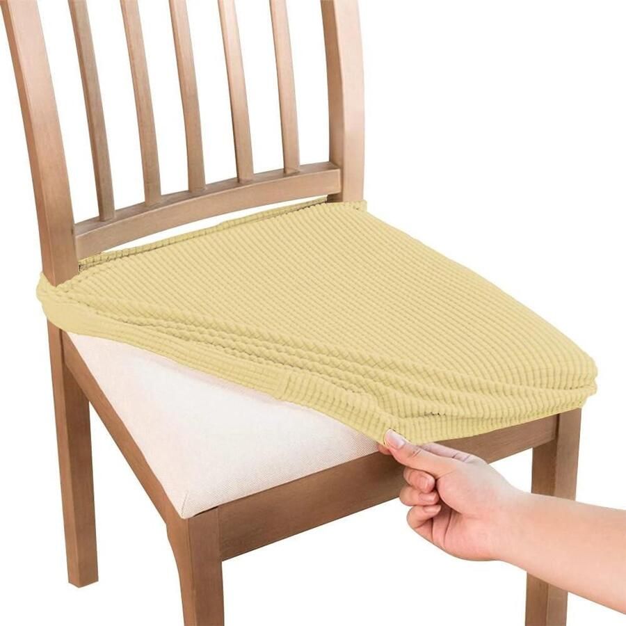 Allecto premium Set van 8 stretch stoelhoezen Waterdichte en wasbare stoelhoes voor eetkamerstoelen Geschikt voor restaurant banket en bruiloft Kaki