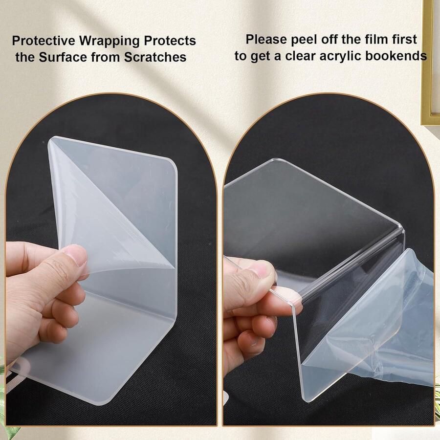 Allecto premium Transparante Boekensteunen van Acryl Set van 6 Stuks voor Thuiskantoor Bibliotheek Slaapkamer en Bureau Organisatie en Decoratiecadeau
