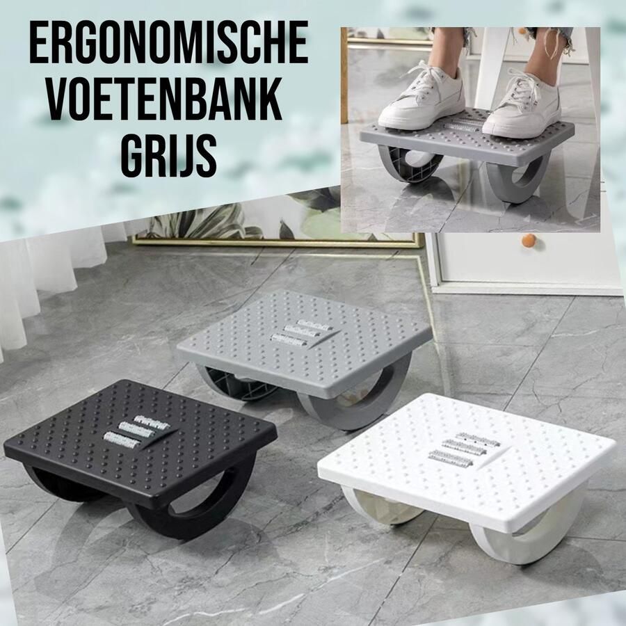 Allernieuwste.nl Voetenbank Voetensteun Bureau Ergonomische Voetsteun Voetenbankje Kantoor Antislip – Grijs