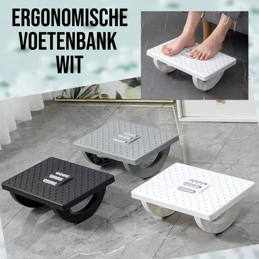 Allernieuwste.nl Voetenbank Voetensteun Bureau Ergonomische Voetsteun Voetenbankje Kantoor Antislip – WIT