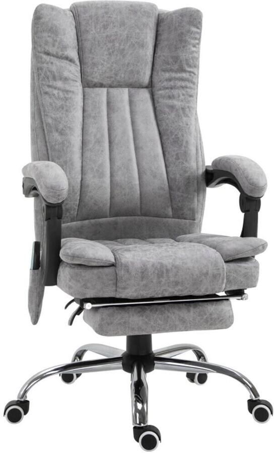 ALM Living Bureaustoel Massagestoel met Verwarming Ligfunctie en Voetensteun – Directiestoel Ergonomisch Grijs