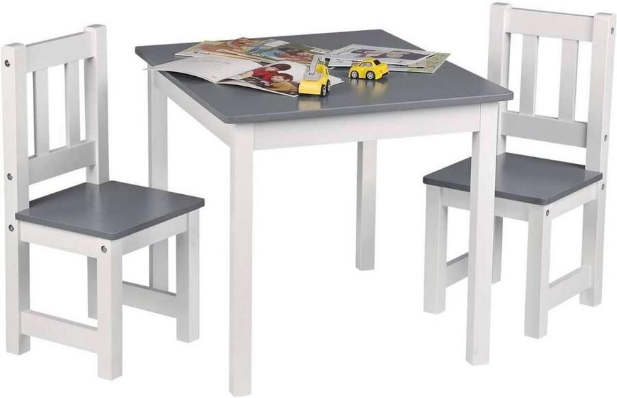 ALM Living Eethoeken set kinderen Montessori Kinderstoel Kindertafel en 2 Stoeltjes Montessori Kindertafel Peuters tafel Speeltafel voor Kinderen Activiteiten Tafel Zitgroep
