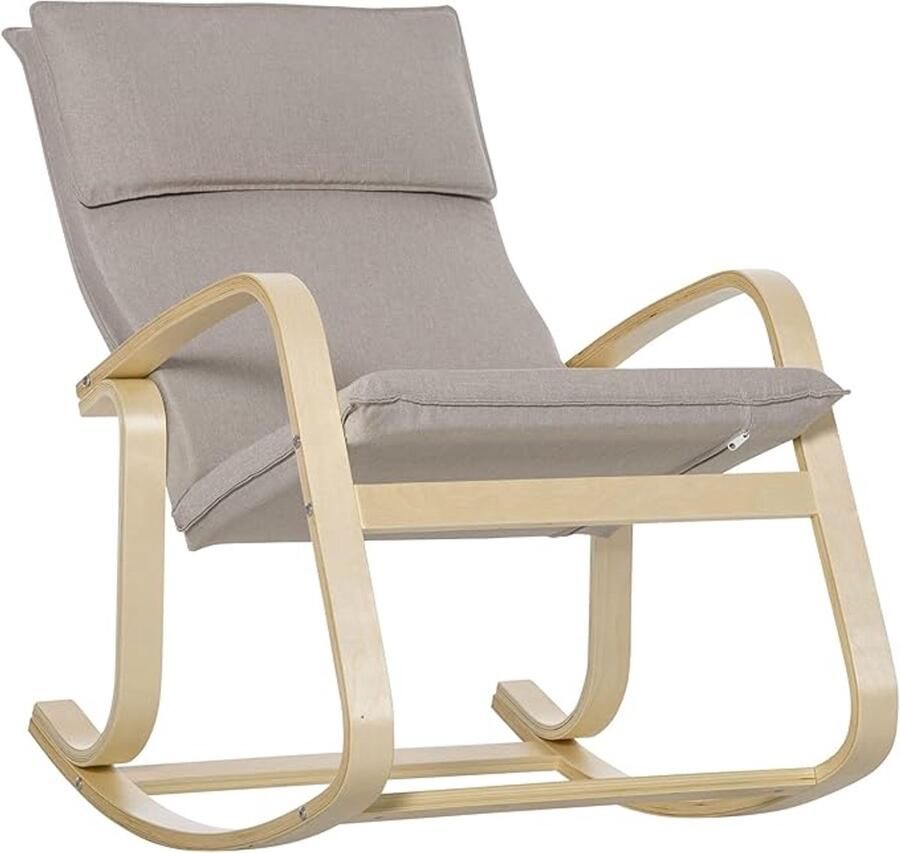 ALM Living Moderne schommelstoel Fauteuil met kussen – Grijs – Ergonomisch design – 95 x 67 x 95 cm