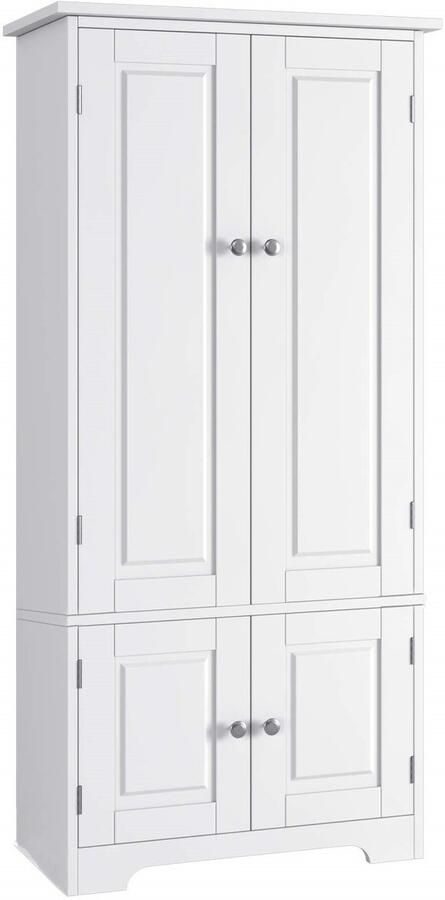 ALM Living Multifunctionele kast Keukenkast Boekenkast Woonkamerkast Opbergkast Met 4 deuren 58x32x123 cm Wit