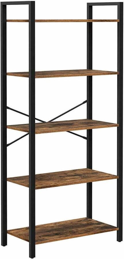 ALM Living Vintage Bruin Zwarte Opbergplank Industrieel Design Boekenkast Stevig en Compact