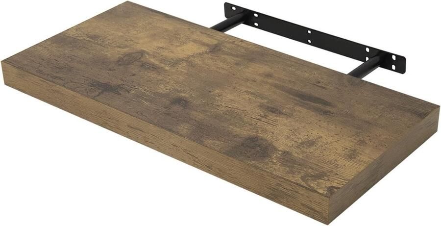 ALM Living Wandplank 60 cm Vintage Bruin – MDF Houten Plank – Zwevende Wandplank met Onzichtbare Bevestiging – Draagkracht 10 kg – Muurplank voor Woonkamer Keuken of Kantoor