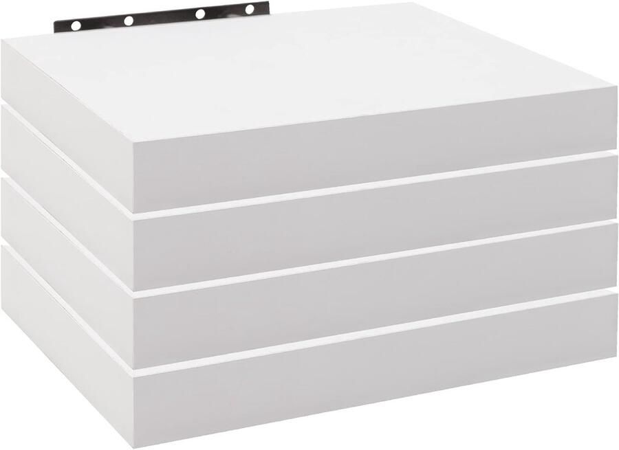 ALM Living Wandplank set van 4 Zwevende plank Boekenplank Planken voor decoratie Wandplanken van MDF-hout Hangplanken Wit 25 x 23 x 3 8 cm