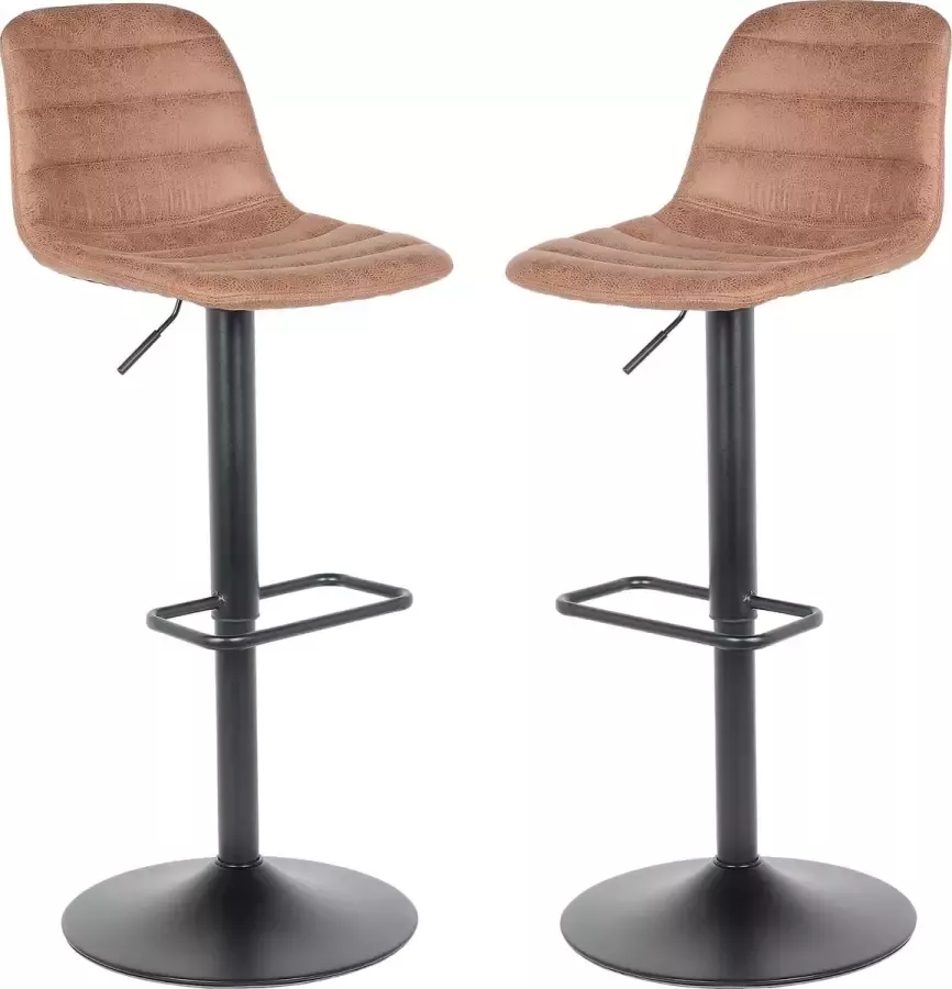 Alora 4 You Alora Barkruk Helsinki lichtbruin B-Keuze Set van 2 leer Barstoel Kruk