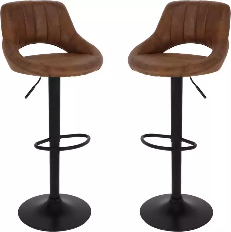 Alora 4 You Alora Barkruk Industrial Donkerbruin Barkrukken set van 2 Barstoel Kruk Barstoelen met rugleuning Keukenstoel