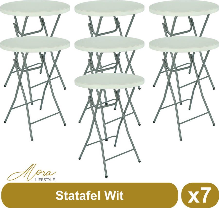 Alora 7x Witte Statafel – ø80 cm x 110 cm hoog