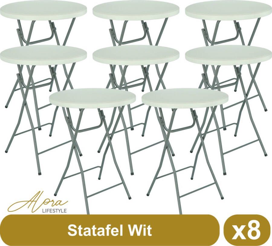 Alora 8x Witte Statafel – ø80 cm x 110 cm hoog