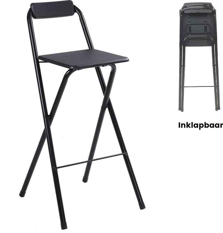 Alora inklapbare barkruk barkrukken met rugleuning opklapbaar Opvouwbare barkruk buiten zwart outdoor barstoel klapstoel inklapbaar met voetsteun camping