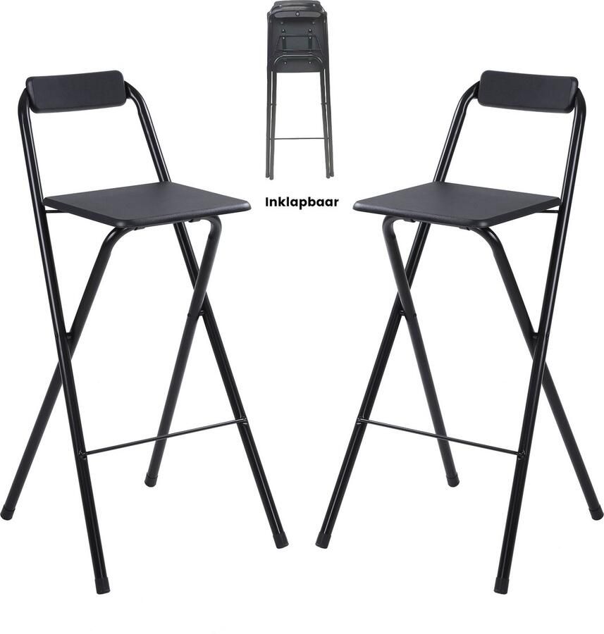 Alora Inklapbare Barkruk Per 2 Barkrukken Met Rugleuning Opvouwbare Barkrukken Set Van 2 Opklapbaar Zwart Outdoor Barstoel Klapstoel Inklapbaar Met Voetsteun Camping Barkruk Buiten