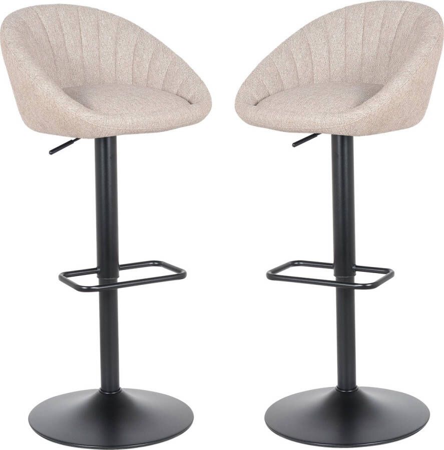 Alora Barkruk Berlin Beige Barkrukken set van 2 – Hoogte 108cm – Met voetsteun – In hoogte verstelbaar – Draaibaar – Met rugleuning Keukenstoel – Keukenstoelen – Barstoel – Barstoelen – Keukenkruk – Tafelkruk – Kruk Barkrukken industrieel