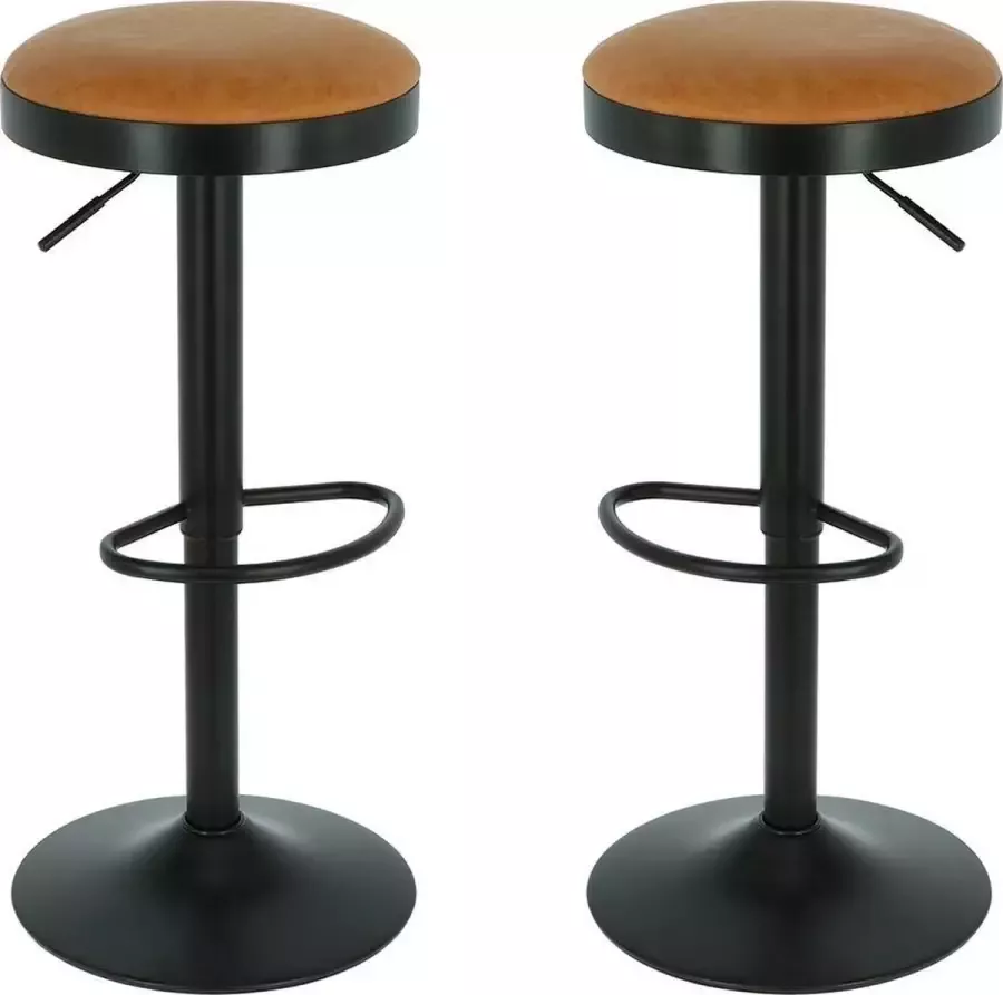 Alora Barkruk Vintage Cognac (per 2) set van 2 barkrukken