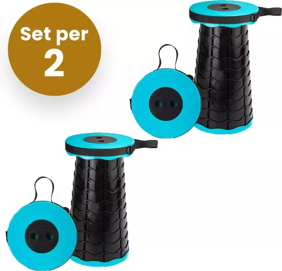 Alora Opvouwbare Kruk Blauw Set van 2 kruk opvouwbaar draagbaar inklapbaar kruk klapstoel vouwstoel opstatpkrukje kampeerstoel