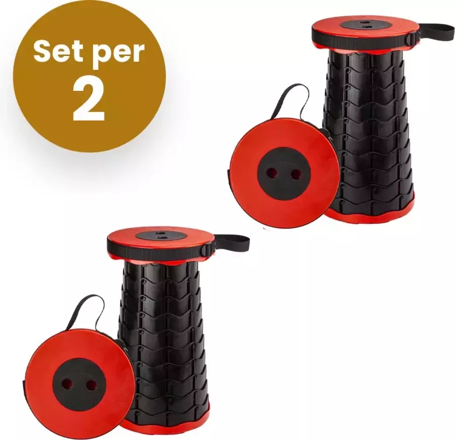 Alora Opvouwbare Kruk Rood Set van 2 kruk opvouwbaar draagbaar inklapbaar kruk klapstoel vouwstoel opstatpkrukje kampeerstoel