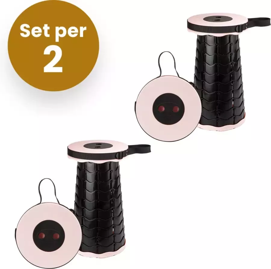 Alora Opvouwbare Kruk Roze Set van 2 kruk opvouwbaar draagbaar inklapbaar kruk klapstoel vouwstoel opstatpkrukje kampeerstoel