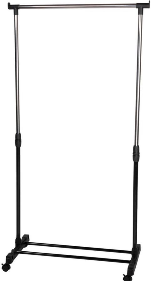 Alpina Kledingrek met Wieltjes Kleding Rek Hoogte Verstelbaar 93 158cm Mobiele Kledingstang Zwart