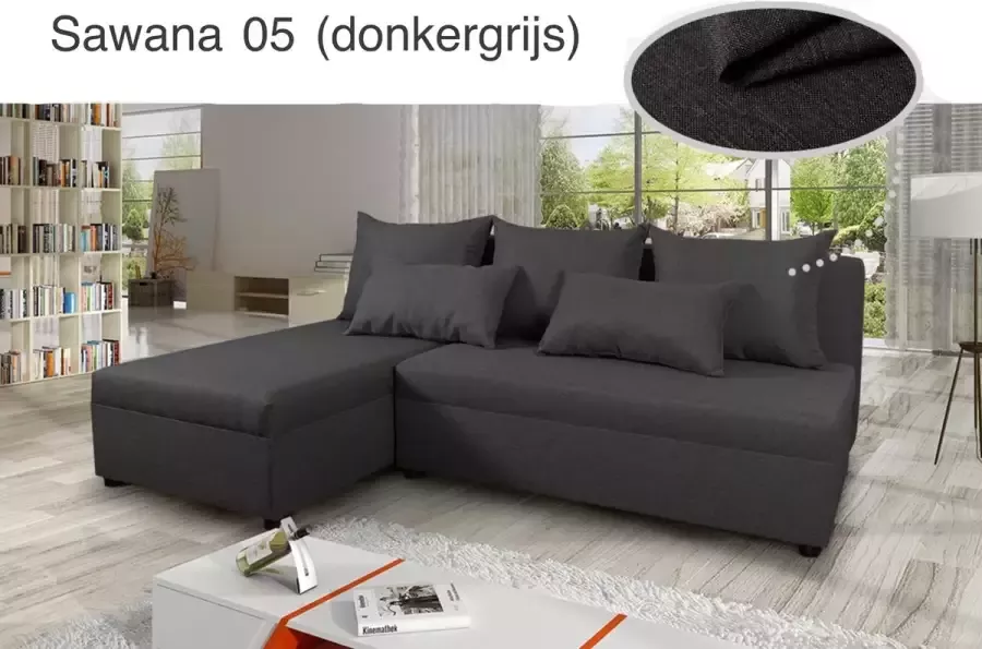 Alpina Meble Hoekbank met bedfunctie „PONO” Universeel Donkergrijs