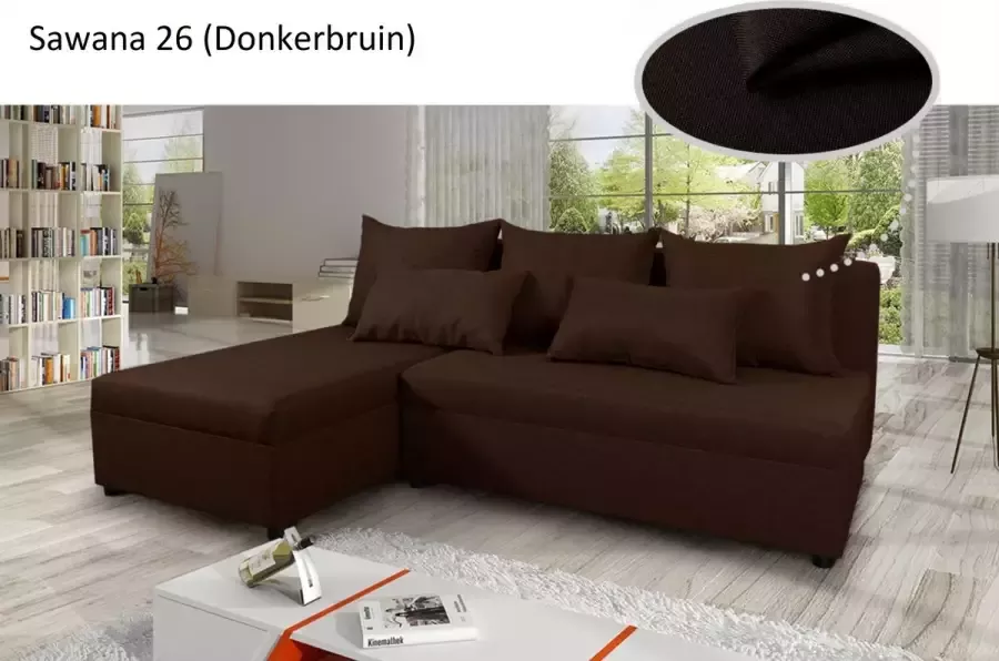 Alpina Meble Hoekbank met bedfunctie „PONO” Universeel Donkerbruin