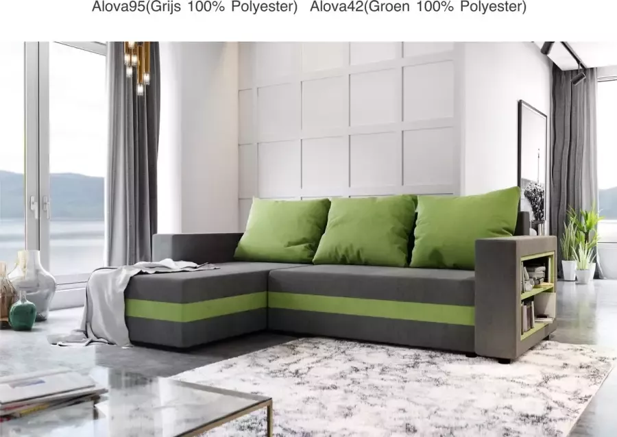 Alpina Meble Hoekbank met bedfunctie „SYDNEY” Universeel Grijs + Groen
