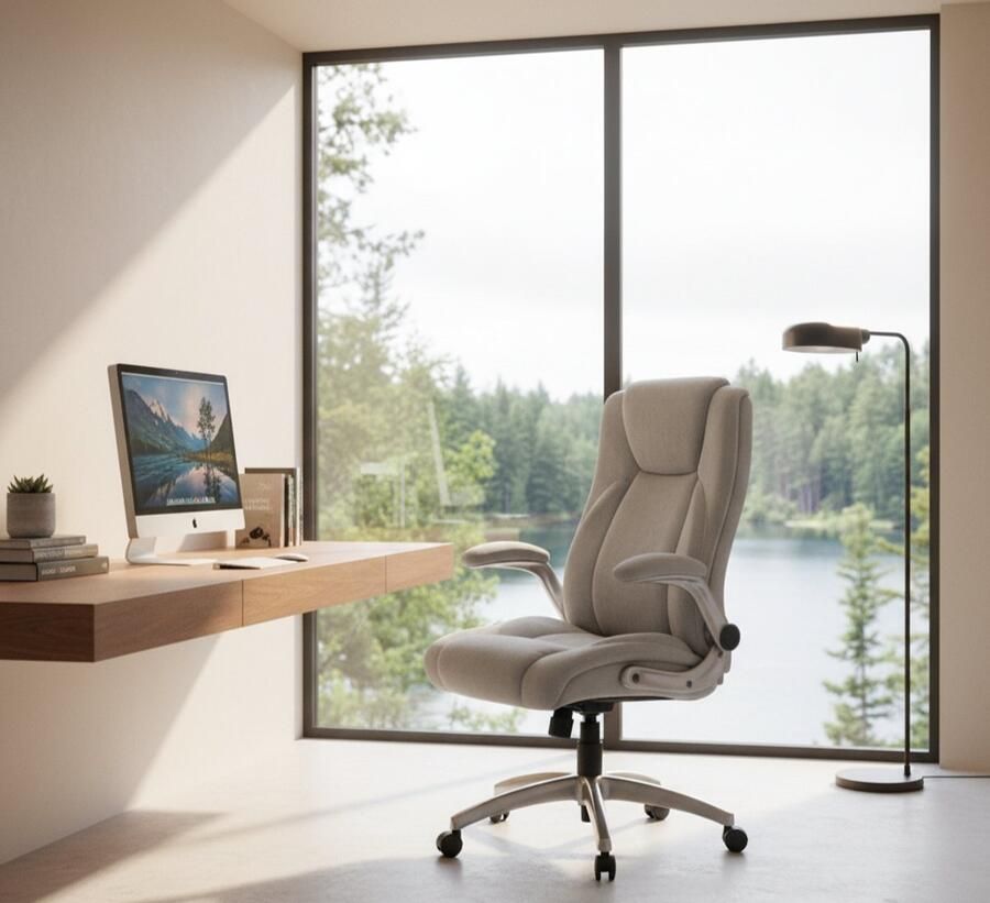 Alta ErgoLuxe Executive Bureaustoel – Ergonomische Leren Stoel met Hoge Rugleuning – Verstelbare Kantelfunctie 360° Draaibaar Inklapbare Armleuningen Luxe Comfort voor Kantoor & Thuis – Grijs