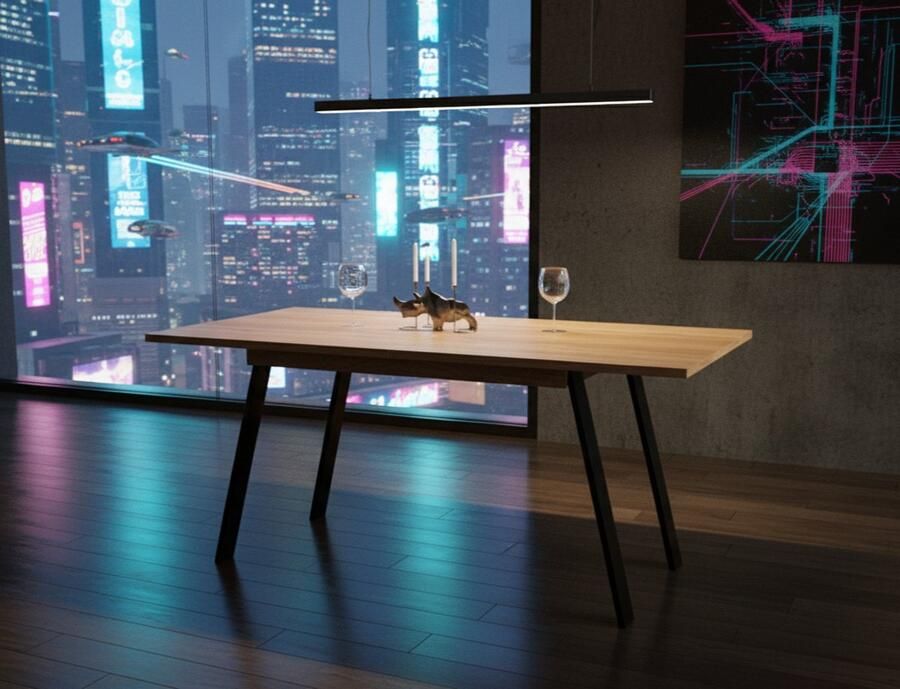 Alta Montreval Uitschuifbare Eettafel – Donker Eiken – 130-210 cm – Houten Design Tafel voor 8 Personen – Moderne Eettafel met Stabiel Frame – Luxe Uitschuiftafel – Eenvoudig te Monteren