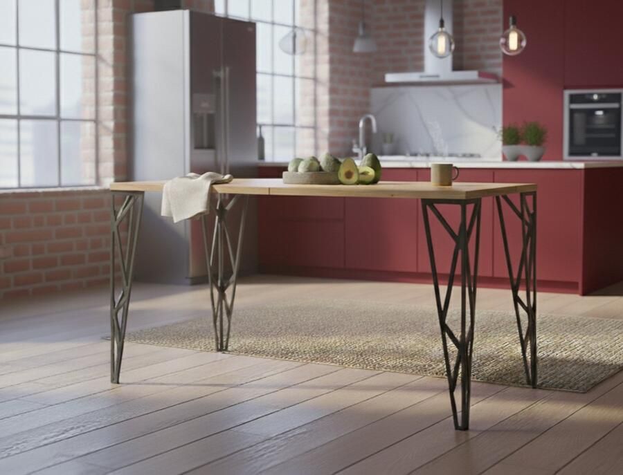 Alta Valmon Uitschuifbare Eettafel – Houten Eiken Tafel met Zwarte Poten – Moderne Design Eetkamertafel voor 8 Personen – Verstelbare Lengte 130–210 cm – Stijlvol en Duurzaam – Makkelijk te Monteren – Inclusief Montagekit