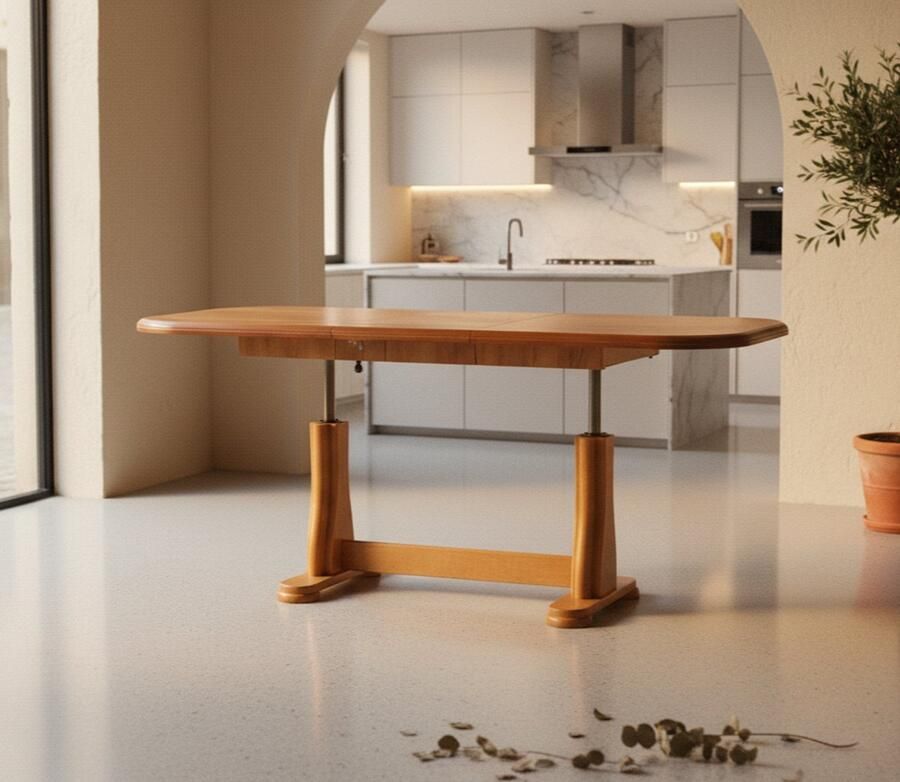 Alta Verona Uitschuifbare Eettafel – Massief Beukenhout & Handgemaakt Eikenfineer – 6 Personen – Modern Scandinavisch Design – 125-164x65x60-72 cm – Duurzaam Stijlvol & Stevig – Eenvoudig te Monteren