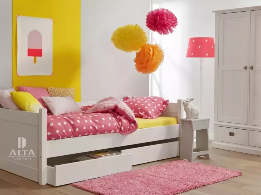 Alta Meubelen Alta Bedbank met 2 opbergladen Snow white hoogwaardige kwaliteit