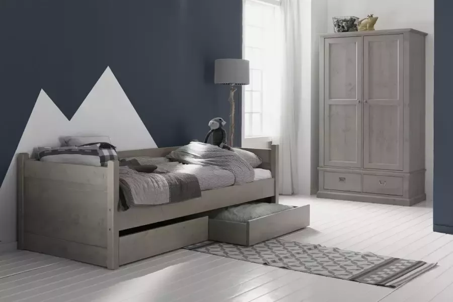 Alta Meubelen Alta Bedbank met 2 opbergladen Stone grey hoogwaardige kwaliteit