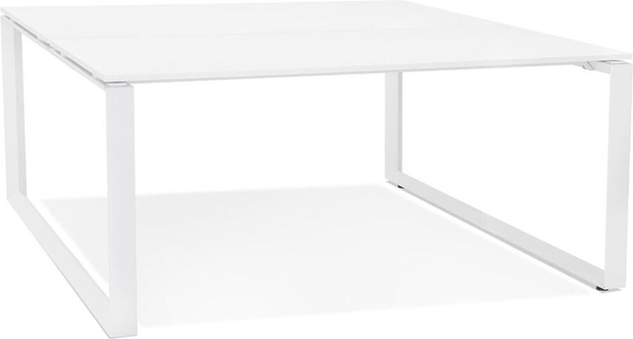 Alterego Design Alterego Witte vergadertafel bench-bureau 'BAKUS SQUARE' 140x140 cm