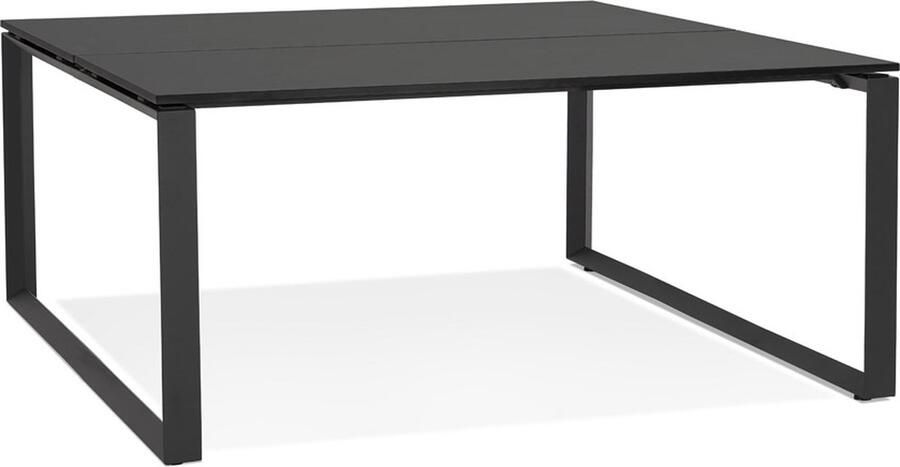 Alterego Design Alterego Zwarte vergadertafel bench-bureau 'BAKUS SQUARE' 140x140 cm