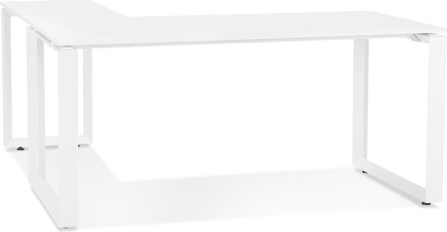 Alterego Design hoekbureau 'BAKUS' van wit hout en metaal 160 cm