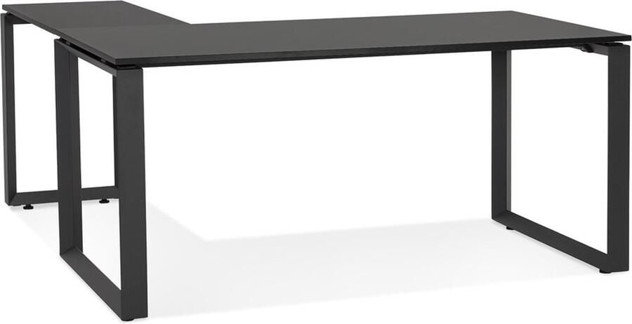 Alterego Design hoekbureau 'BAKUS' van zwart hout en metaal 160 cm