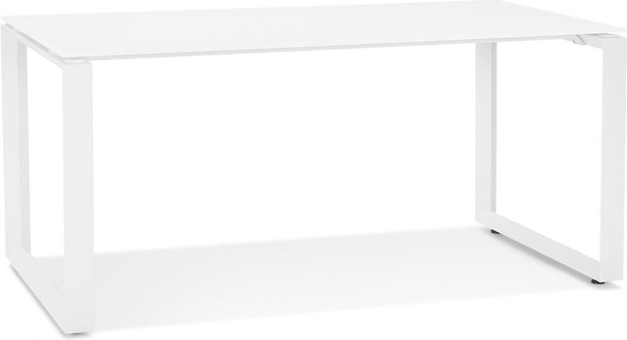 Alterego Design Alterego Rechte design bureau 'BAKUS' van wit glas en metaal 160x80 cm