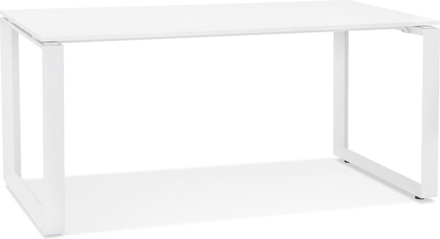 Alterego Design Alterego Rechte design bureau 'BAKUS' van wit hout en metaal 160x80 cm