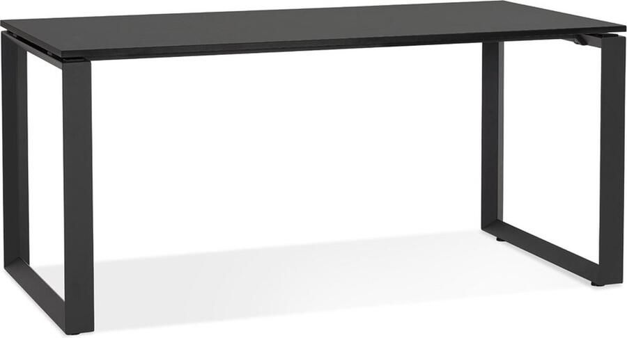 Alterego Design Alterego Rechte design bureau 'BAKUS' van zwart hout en metaal 160x80 cm