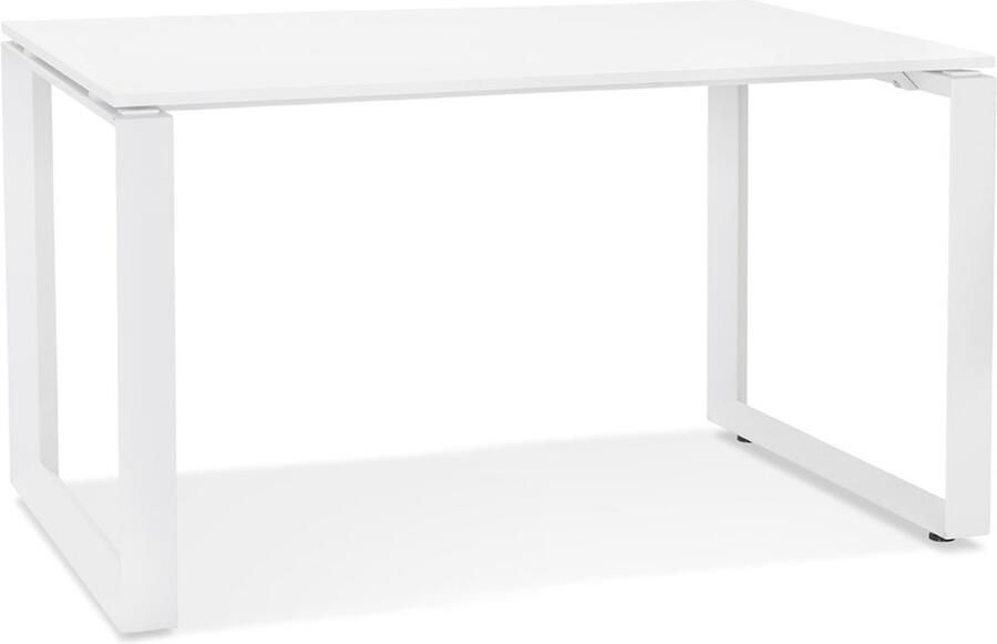 Alterego Design Alterego Kleine rechte design bureautafel 'BAKUS' van wit hout en metaal 120x60 cm